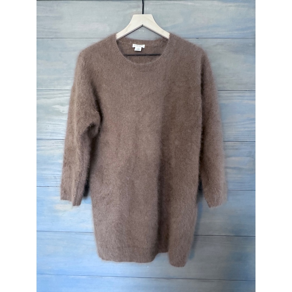 DemyLee New York 100% Marten Fur Fuzzy Knit Sweater Tunic Brown XS RN121696